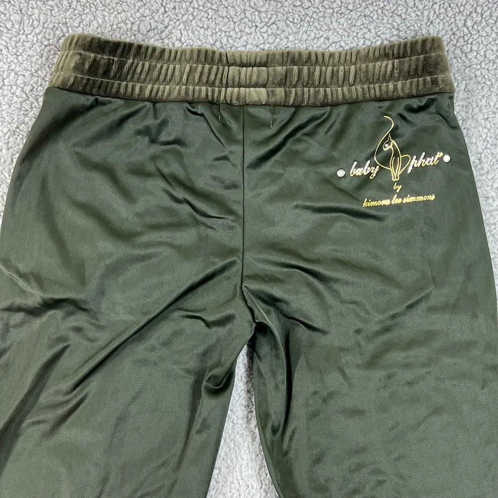 Baby Phat Women's Size S Green Velour Track Pants Athletic Flare Pants VTG NWT